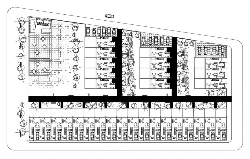 Multi-family housing flats distribution plan cad drawing details dwg file