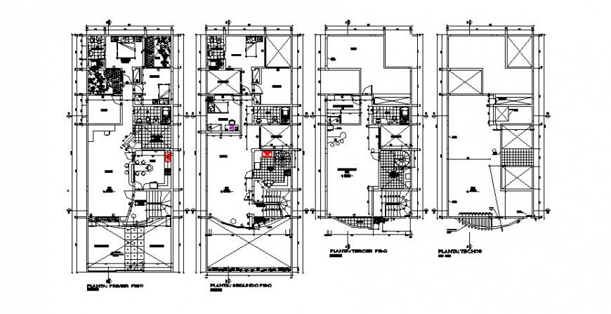 Multi-family housing floor distribution plan cad drawing details dwg file