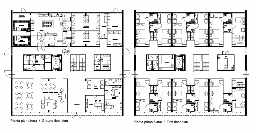 Multi-family housing structure detail 2d view layout elevation and plan autocad file
