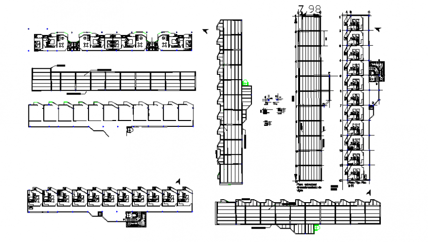 Multi-family multi-story residential apartment building architecture project dwg file