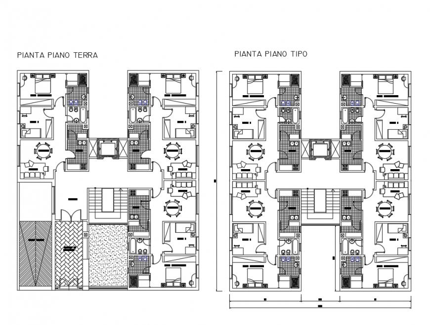 Multi-family multi level apartment building layout plan cad drawing details dwg file