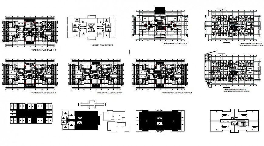 Multi-family residential apartment building floors distribution plan drawing details dwg file