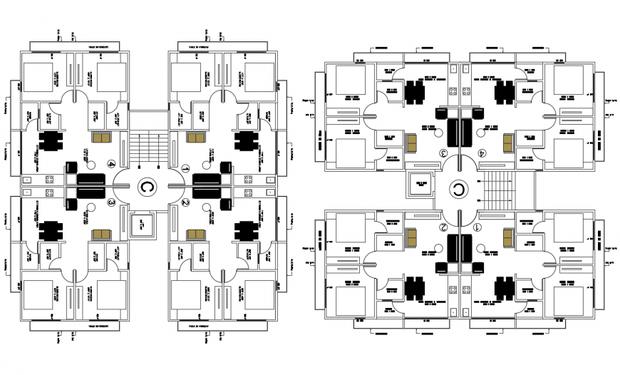 Multi-family residential apartment flats floor plan cad drawing details dwg file