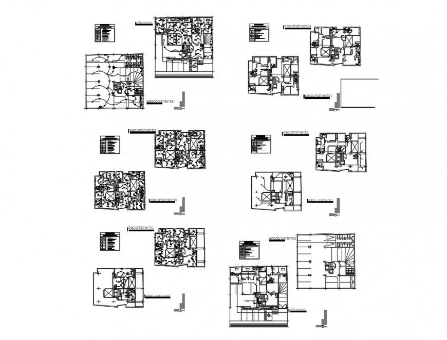 Multi-family residential building floors electrical layout plan details dwg file