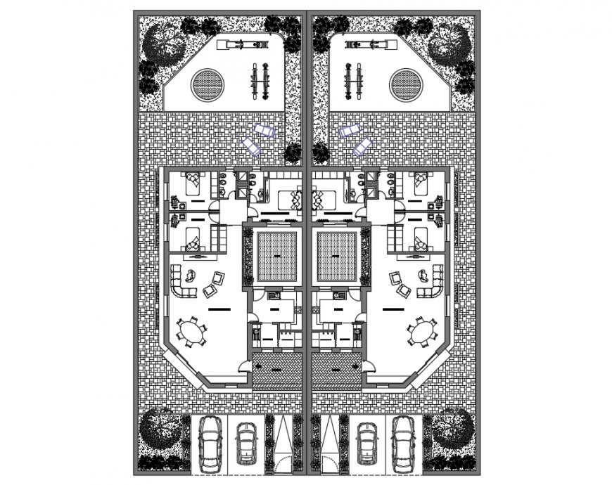 Multi-family residential building structure layout plan cad drawing details dwg file
