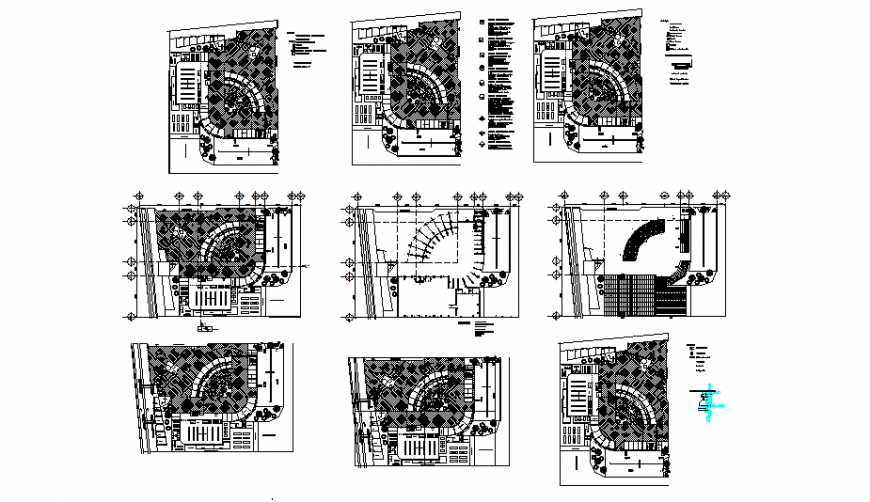 Multi-flooring corporate building floor plan details dwg file