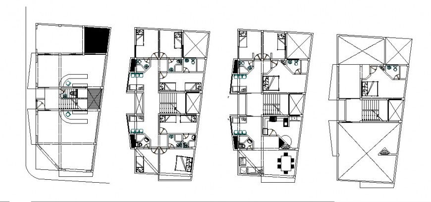 Multi-flooring housing cum commercial building floor plan distribution cad drawing details dwg file