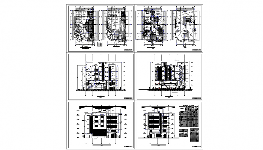 Multi-flooring luxuries hotel building elevation, section, floor plan and electrical details dwg file