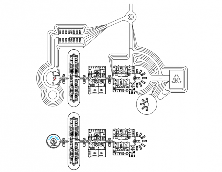 Multi-flooring multi-specialist emergency city hospital layout plan details dwg file