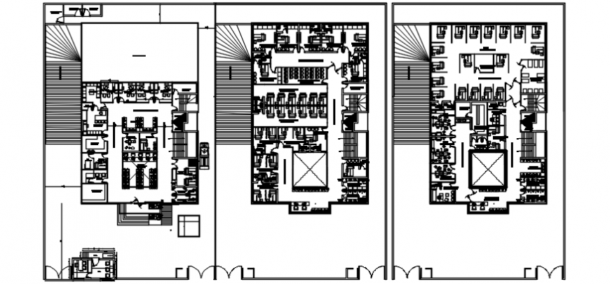Multi-flooring multi-specialist hospital building floor plan drawing details dwg file