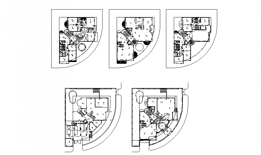 Multi-Floor Residential Villa Floor Plan DWG File