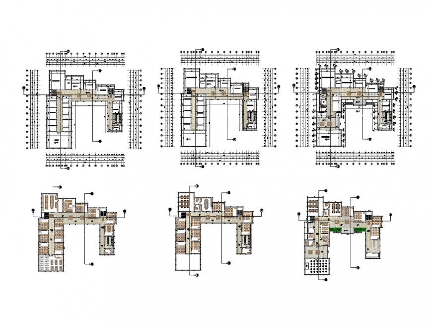 Multi-flooring school floor plan layout details dwg file