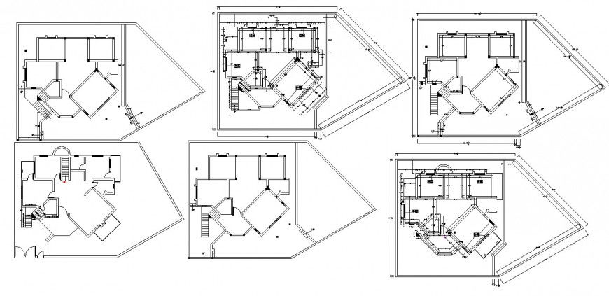 Multi-level apartment building floors framing plan structure cad drawing details dwg file