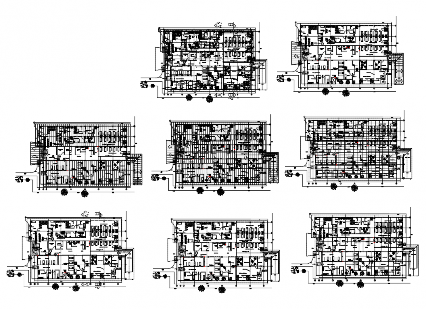 Multi-level columbia emergency hospital floor plan details dwg file