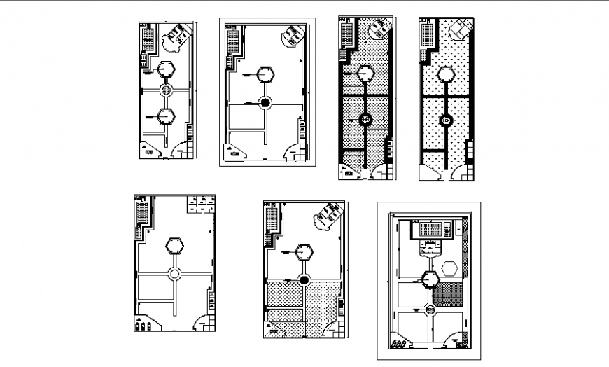 Multi-level farm house floor plan layout details dwg file