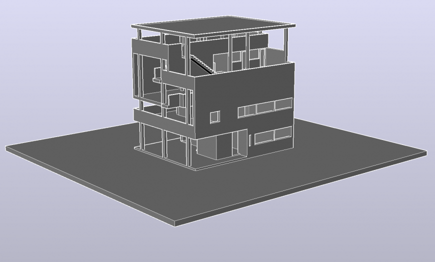 Multi-level luxuries villa building 3d model cad drawing details dwg file