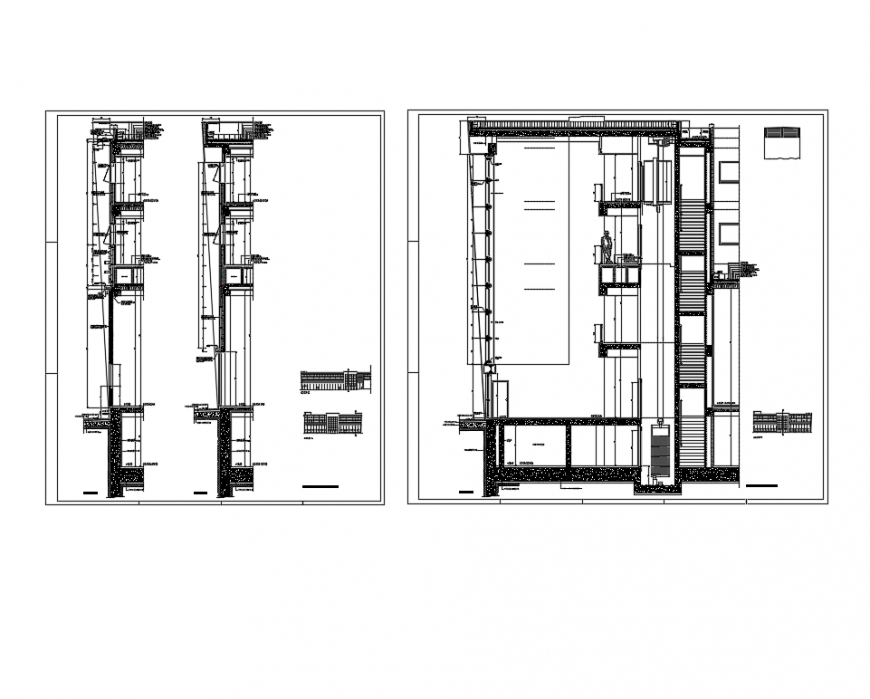 Multi-level office building facade section-constructive details dwg file