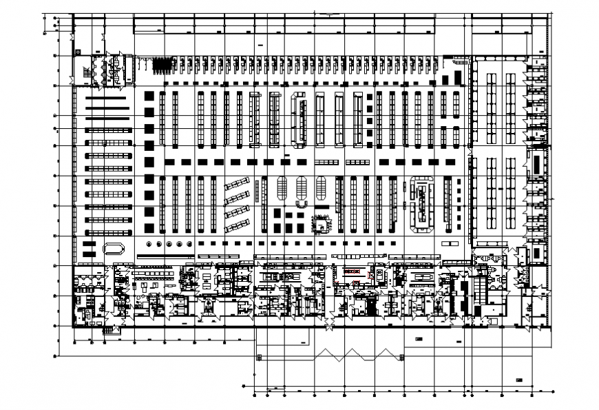 Multi-level shopping market architecture layout plan details dwg file