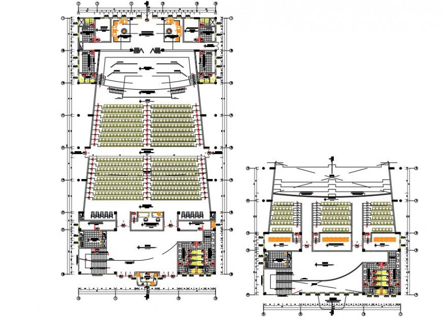 Multi-plex theater building plan detail 2d view CAD construction unit autocad file