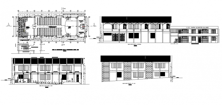 Multi-purpose room detail elevation, paln and scetion 2d view dwg file
