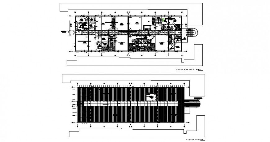 Multi-specialist hospital first floor and cover plan cad drawing details dwg file
