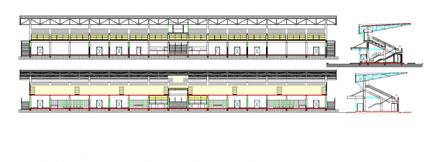multi-sports court section drawing in dwg file