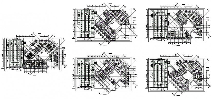 Multi-storey commerce building detail plan 2d view layout dwg file