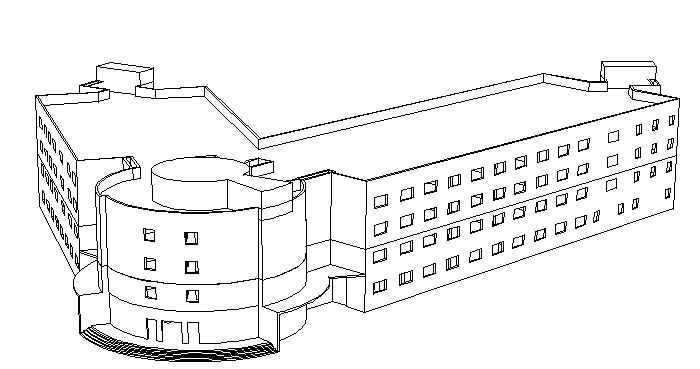multi-story corporate building main elevation view details dwg file