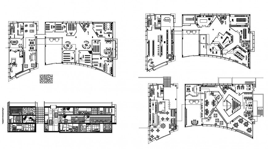 Multi-story academic building floor plan distribution cad drawing details dwg file