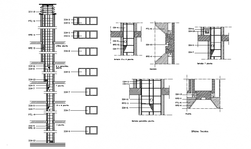 Kitchen chimney constructive structure details dwg file