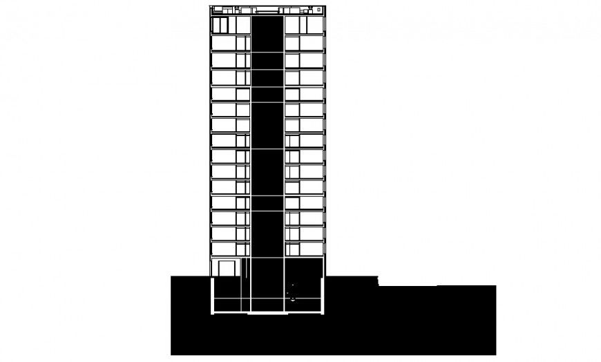 Multi-story building apartment drawings details elevation in autocad