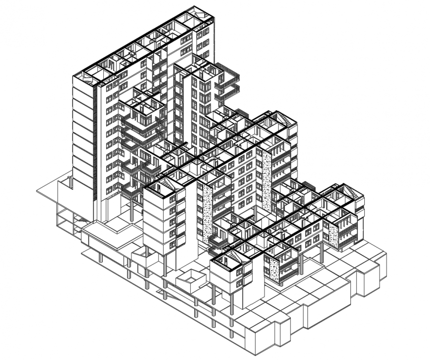 Multi-Story Housing Apartment Isometric CAD Drawing DWG File