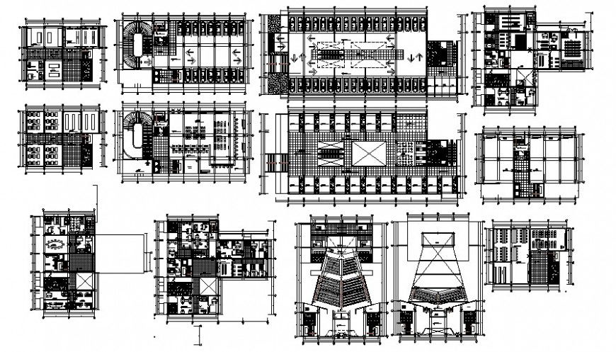 Multi-story commercial building drawings work plan AutoCAD file