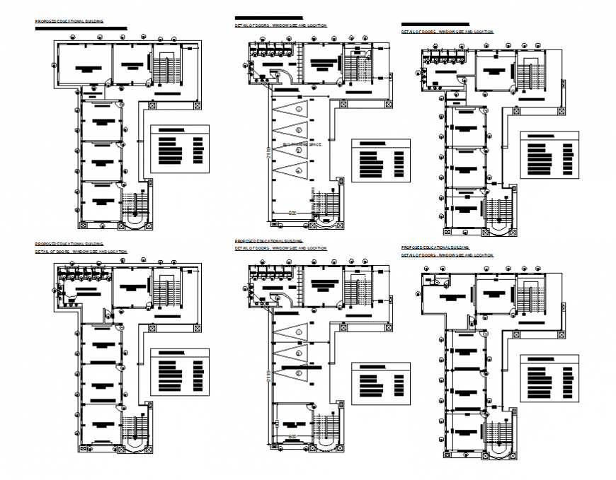 Multi-story educational building floor plan layout cad drawing details dwg file