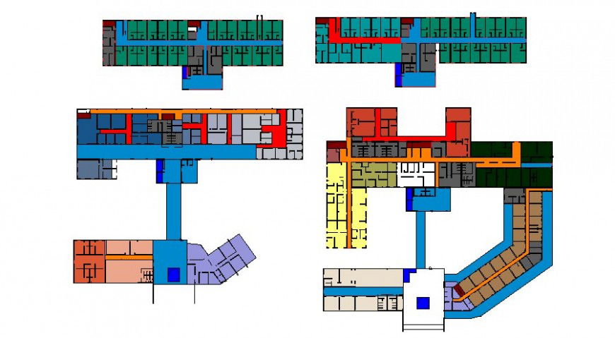 Multi-story hospital floor plan details of maternity hospital dwg file