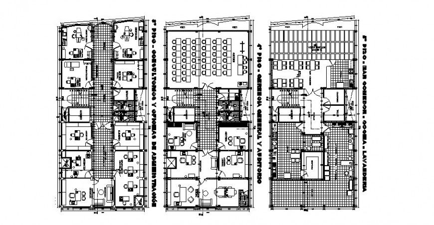 Multi-story hospital floors distribution plan cad drawing details dwg file
