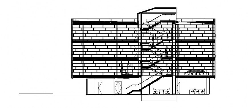 Multi-story hotel building main section cad drawing details dwg file