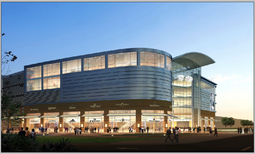 Multi-story luxuries shopping mall front design photoshop file