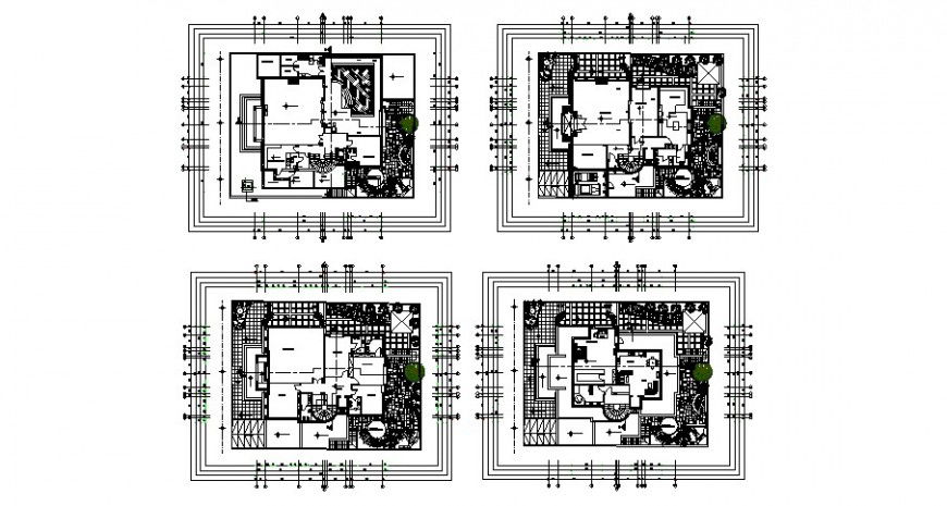 Multi-story luxuries villa floor plan distribution plan cad drawing details dwg file