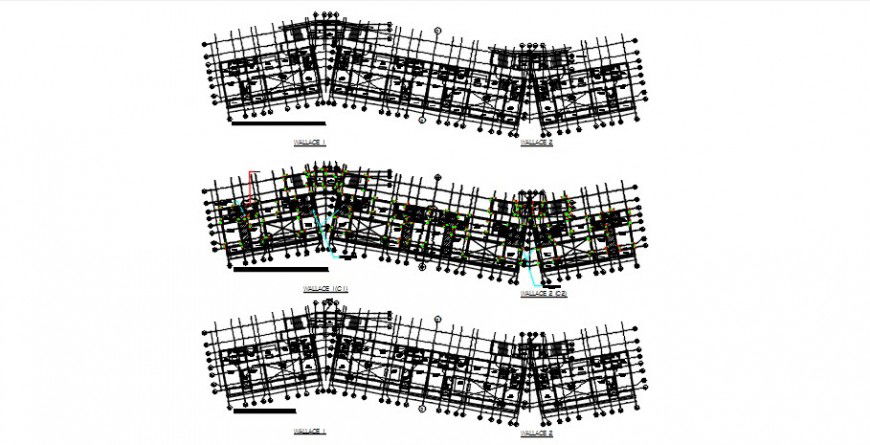 Multi-story residential apartment building floor plan dwg file