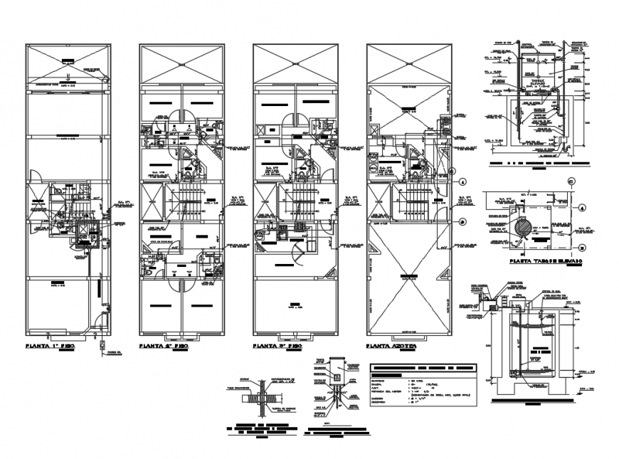 Multi-story residential apartment electrical layout plan and auto-cad details dwg file