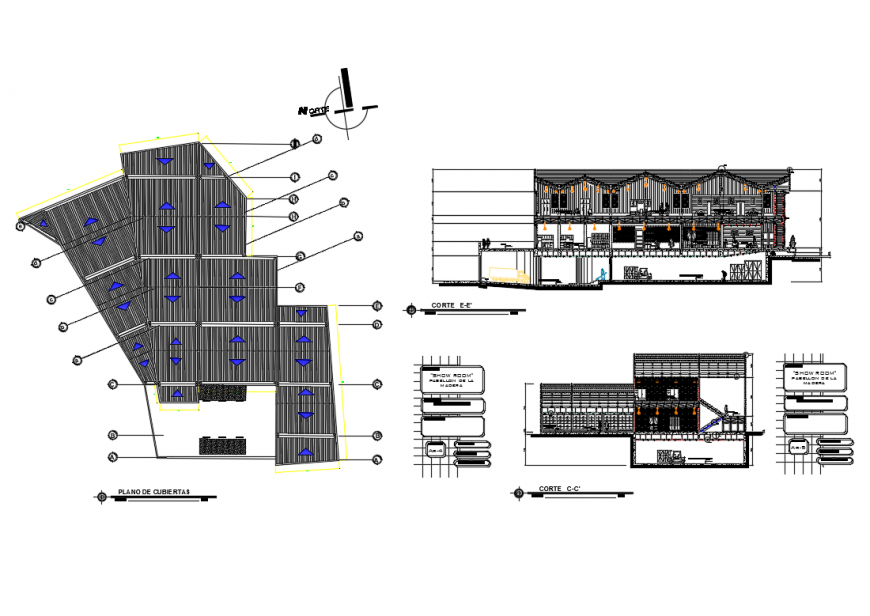 Multi-story showroom architecture cad drawing details dwg file