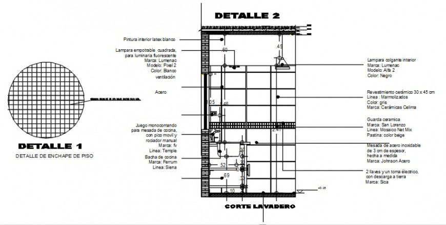 Multi dining kitchen constructive section cad drawing details dwg file
