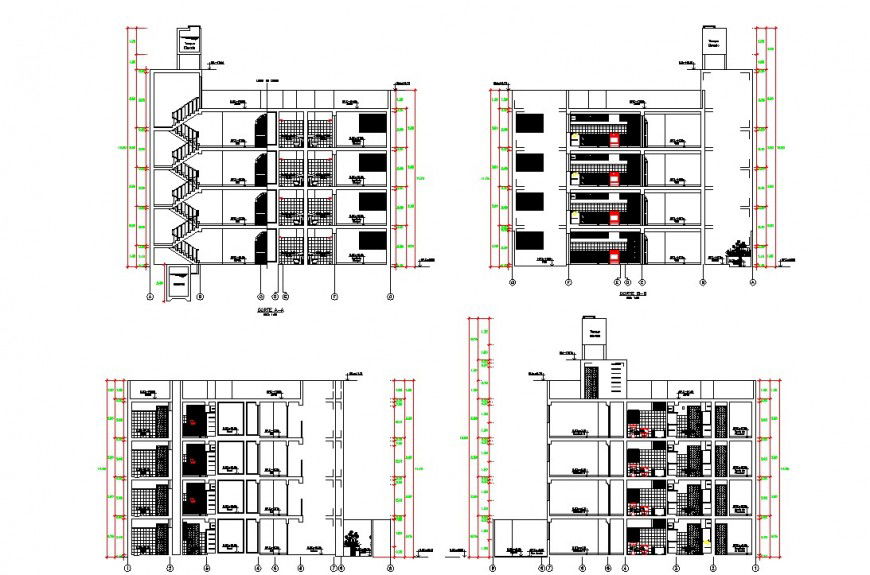 Multi family house sectional elevation detail file