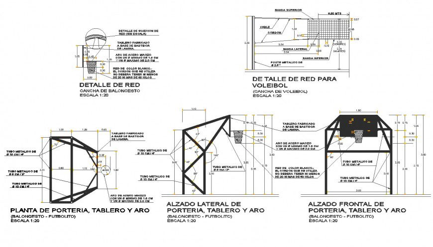 Multi purpose court section autocad file