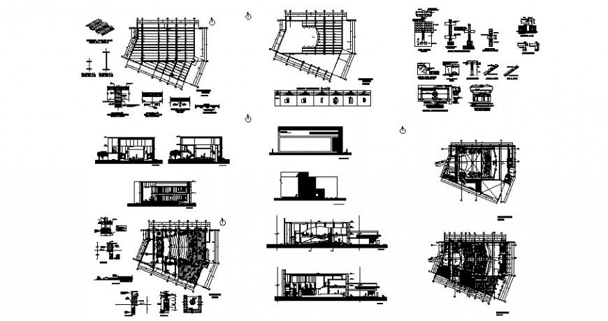 Multi screen construction detail drawing in dwg AutoCAD file.