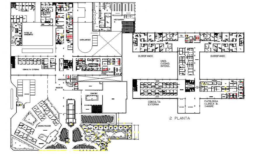 Multi Specialist Hospital Detail in autocad File