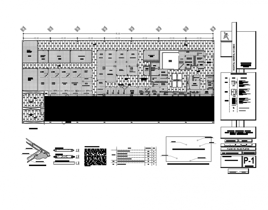 Multispecialty Hospital Layout with Ceiling DWG Plan