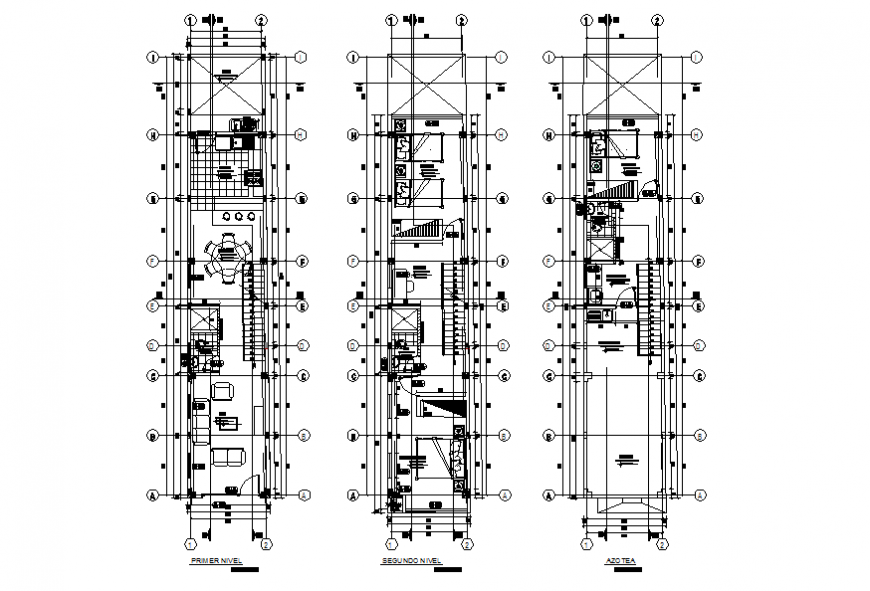 Multi storey building detail elevation and plan layout file
