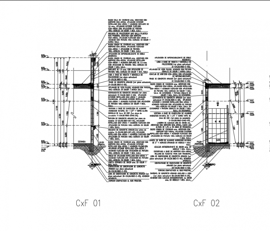 Multi story housing apartment building sectional constructive details dwg file